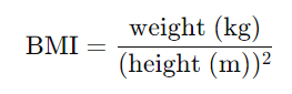 BMI formula for Metric System