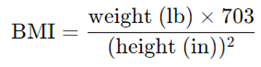 BMI formula for Imperial System